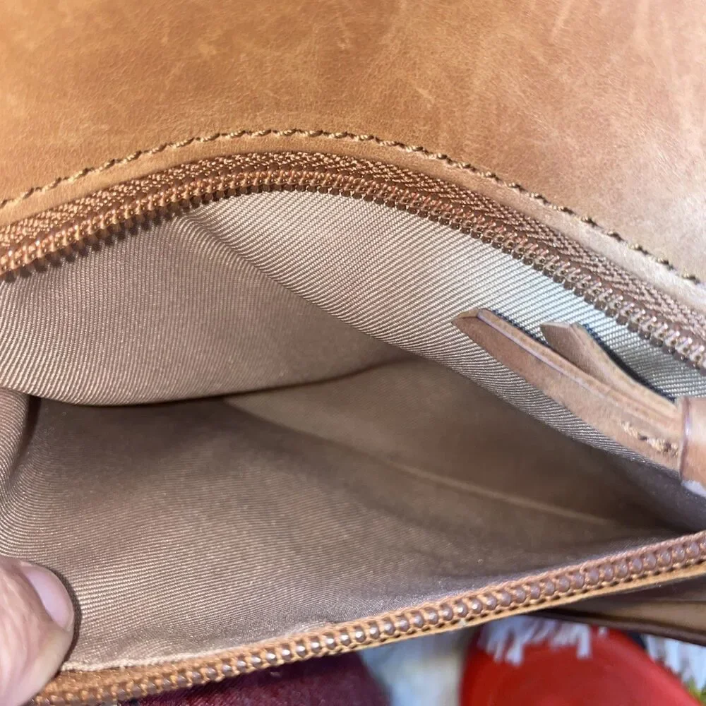 The Sak Ashland Women Brown Leather Crossbody Bag Shoulder Purse Floral Embossed